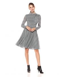 Maggy London Plaid Chiffon Fit and Flare at Amazon